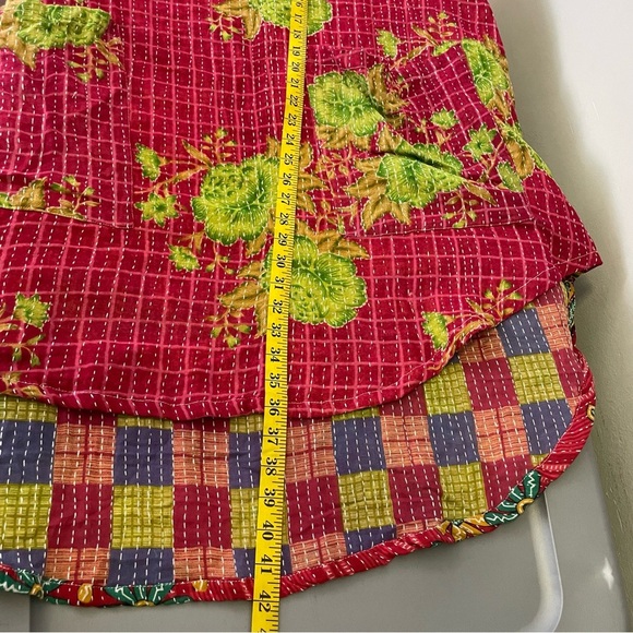 Kantha Bae Boho Hippie Quilted Floral Slouchy Above Knee Reversible Dress OS - Picture 10 of 11